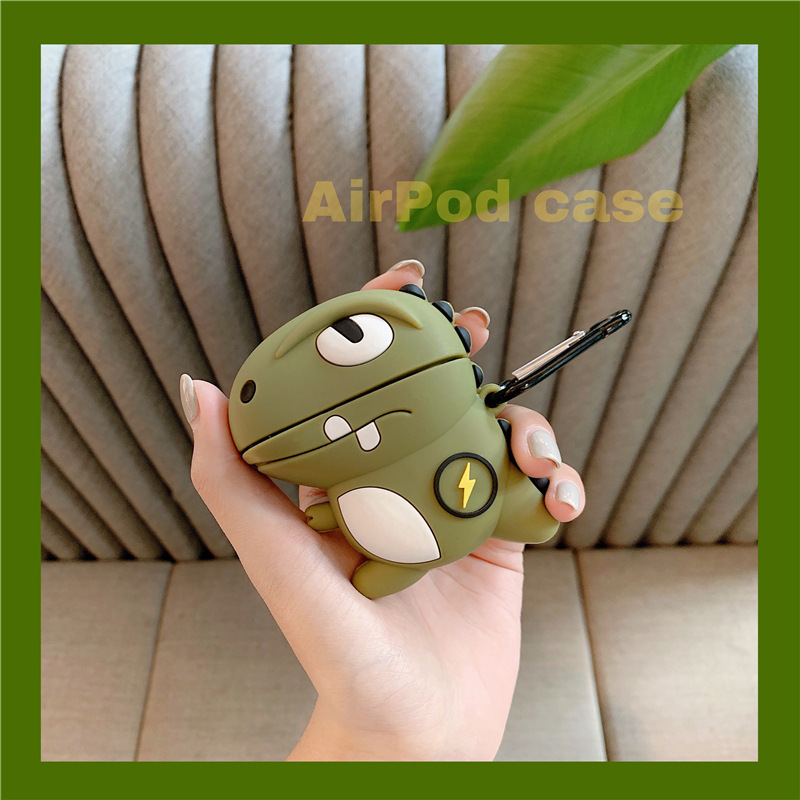 Cute same lightning dinosaur AirPods protective box Apple 2 generation Bluetooth wireless earphone case silicone applicable