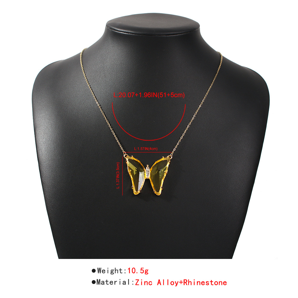 Fashion Butterfly Multicolor Glass Diamond Simple Trend Alloy Pendant Necklace Wholesale display picture 18