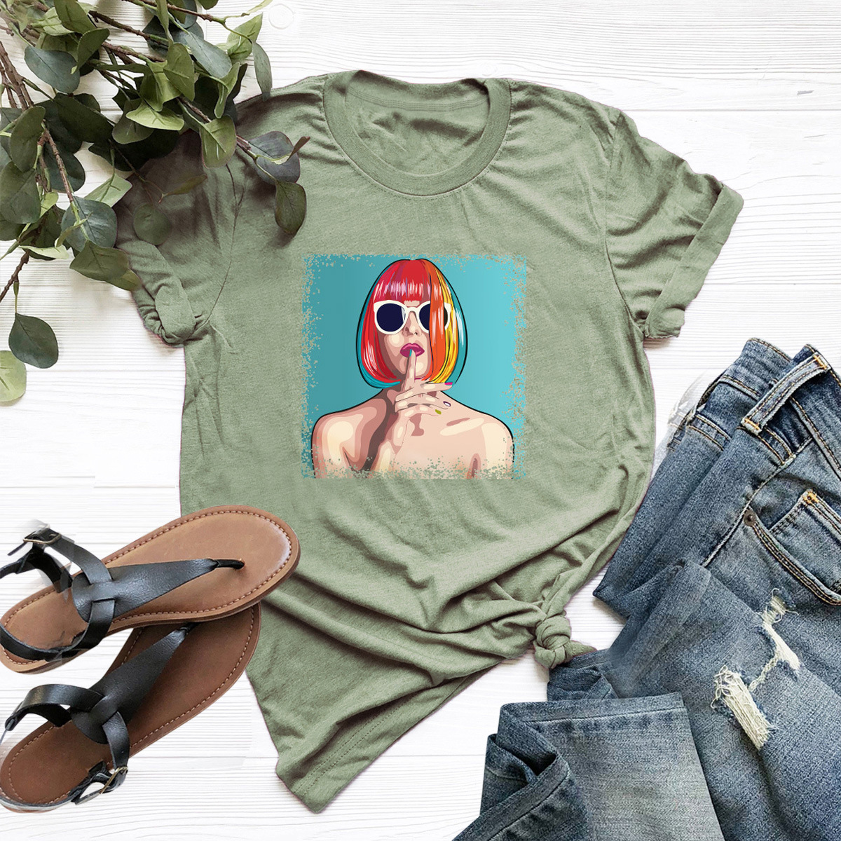 cartoon print comfortable short-sleeved T-shirt NSSN21229