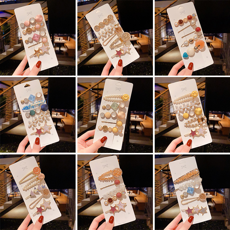 the republic of korea ins Simplicity Geometry star Hairpin Edge clamp girl lovely Hollow Bangs Metal bb Clip