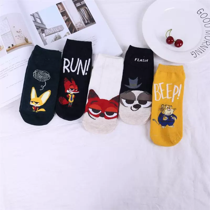 亚马逊wish圣诞节日袜春秋日系卡通女士船袜女全棉短袜