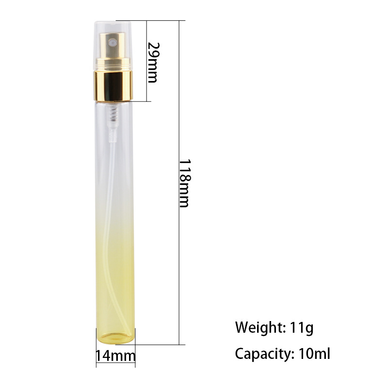 10ML spray color pull tubo botella de perfume sub-botella de vidrio vacía botella pequeña botella de spray multicolor portátil de gama alta