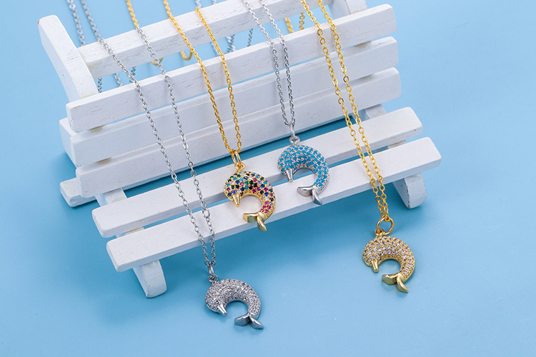 Wedding, Travel Occasion Copper Material Animal Pattern Korean Dolphin Fish Tail  Pendant Copper Necklace