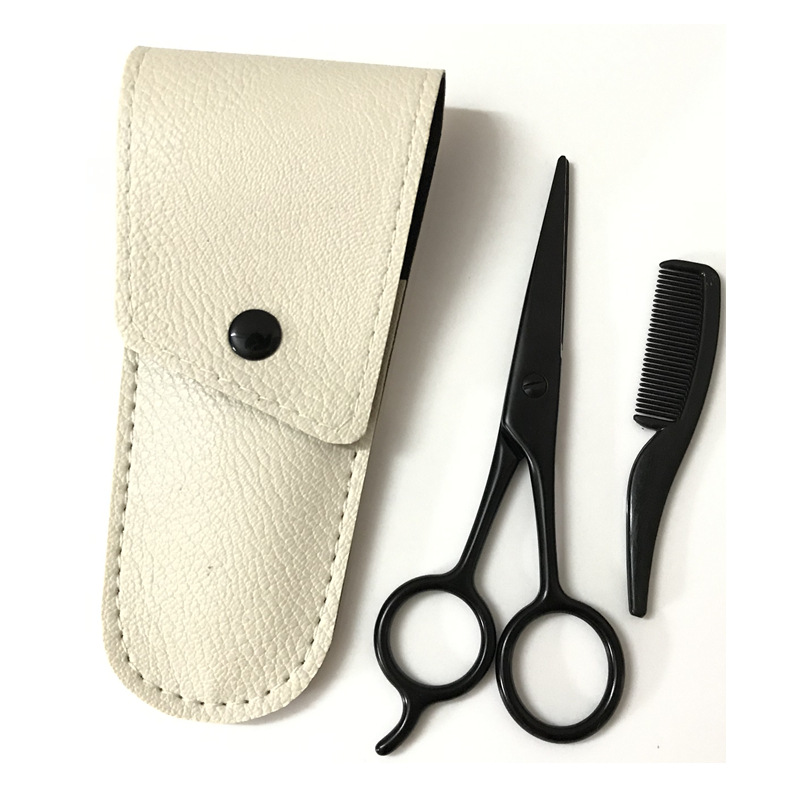 Spot Beard Care Tool Set Can Be Customized Logo Black Beard Scissors Mini Beard Comb
