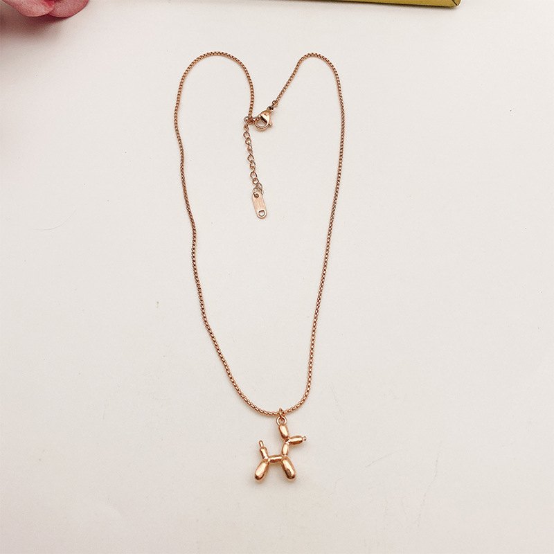 Kinder-Spaß-Ballon-kleiner Hund-Design-Titan-Stahl-Halskette, kleines dreidimensionales Mädchen-Schlüsselbein-Ketten-Accessoire-Anhänger_voghion.com