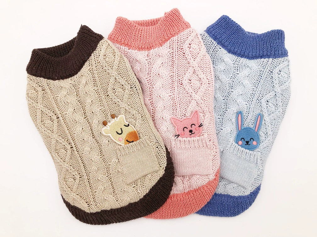 Pet свитер вязаный свитер собака случайный двойной слой свитер, внутренний слой флис глубина, чтобы согреться