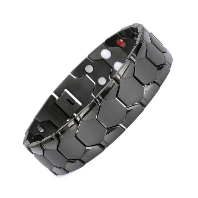 European and American Men's Square Bracelet Germanite Aggressive Germanium Grain Magnet Four-in-One Bracelet Wide Fashionable Wide Bracelet