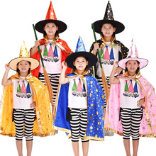 萬聖節兒童化裝舞會服裝 小女巫披風套裝 巫婆巫師裝扮衣服帽子