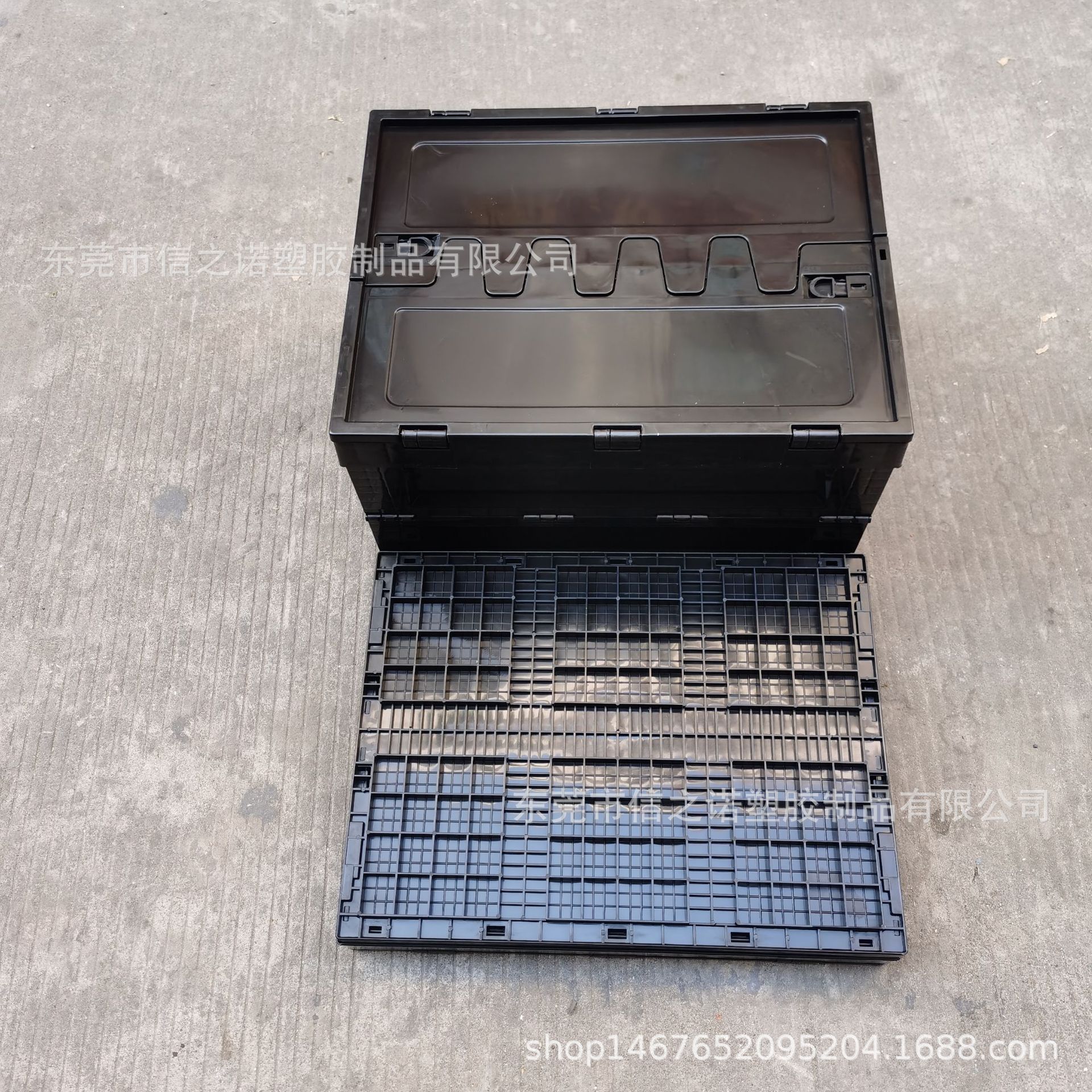 蓝色物流塑料周转箱600*400*340mm折叠式塑胶整理箱 多功能收纳箱