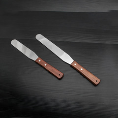 Stainless steel straight spatula multi-specification DIY cream cake spatula scraper baking wood handle cream knife baking tool