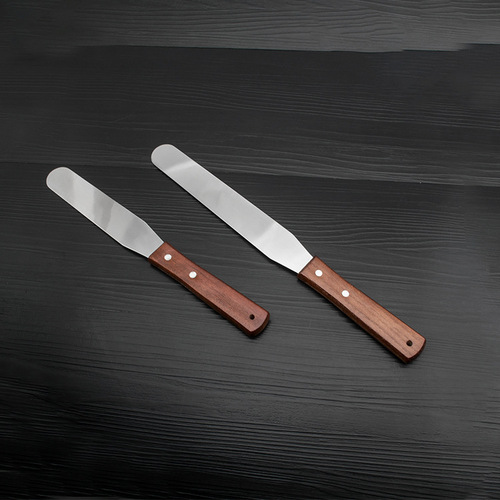 Stainless steel straight spatula multi-specification DIY cream cake spatula scraper baking wood handle cream knife baking tool