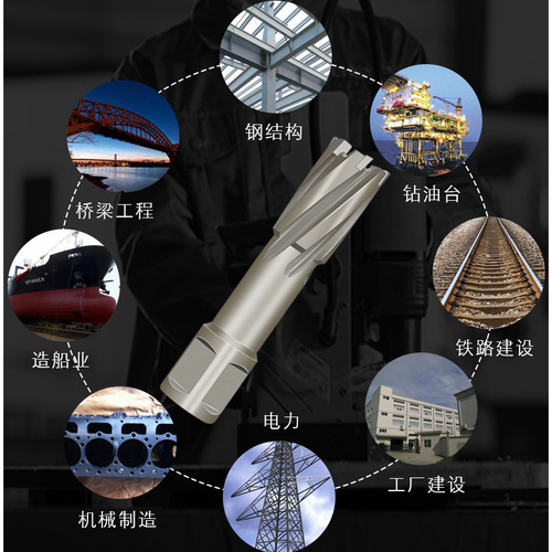 Hollow drill bit stainless steel punching metal rail thick steel plate alloy opening hole opener expansion magnetic drill bit