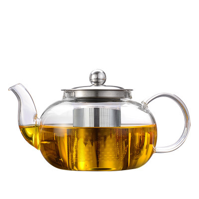 Fábrica al por mayor de vidrio de borosilicato engrosado tetera de té perfumada tetera de filtro de acero inoxidable multi-Especificación de alta temperatura olla resistente