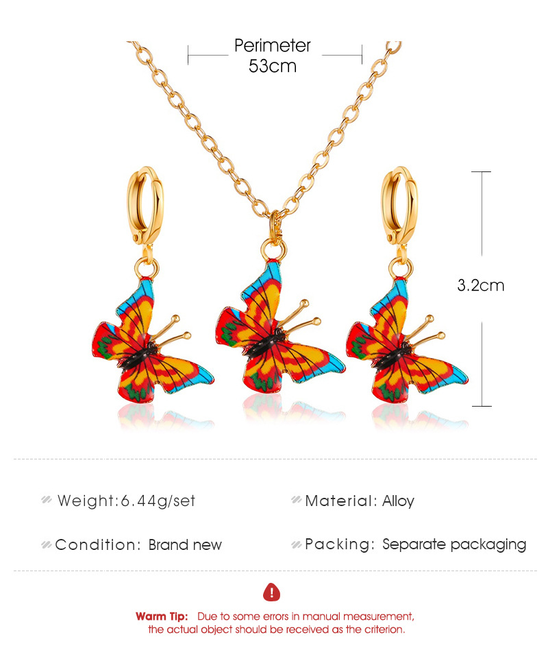 Colorful Butterfly Suit Jewelry Dream Butterfly Necklace  Two-piece Jewelry Wholesale Nihaojewelry display picture 1