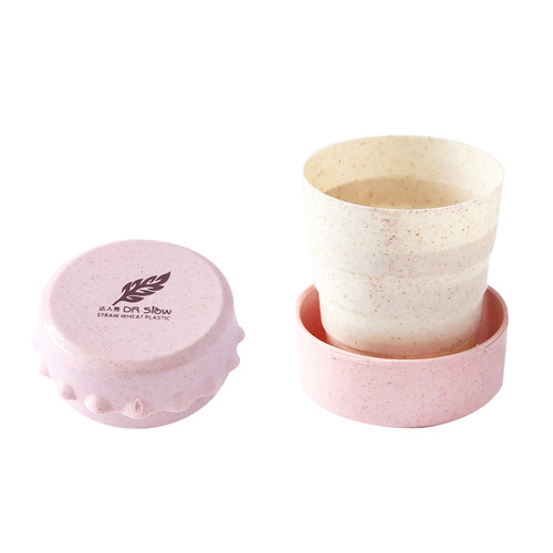 Wheat straw environmentally friendly business trip portable folding water cup travel compression cup student school folding cup drinking water cup