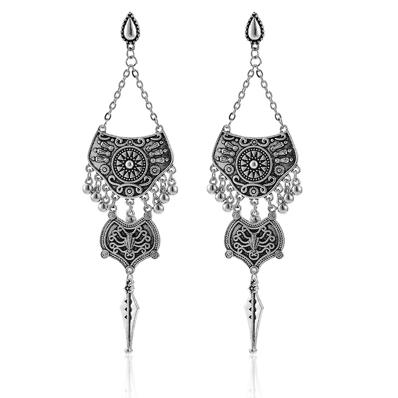 Trend Long Earrings Simple Retro Bell Earrings Carved Tassel Jewelry Daily Wild Accessories Wholesale display picture 2