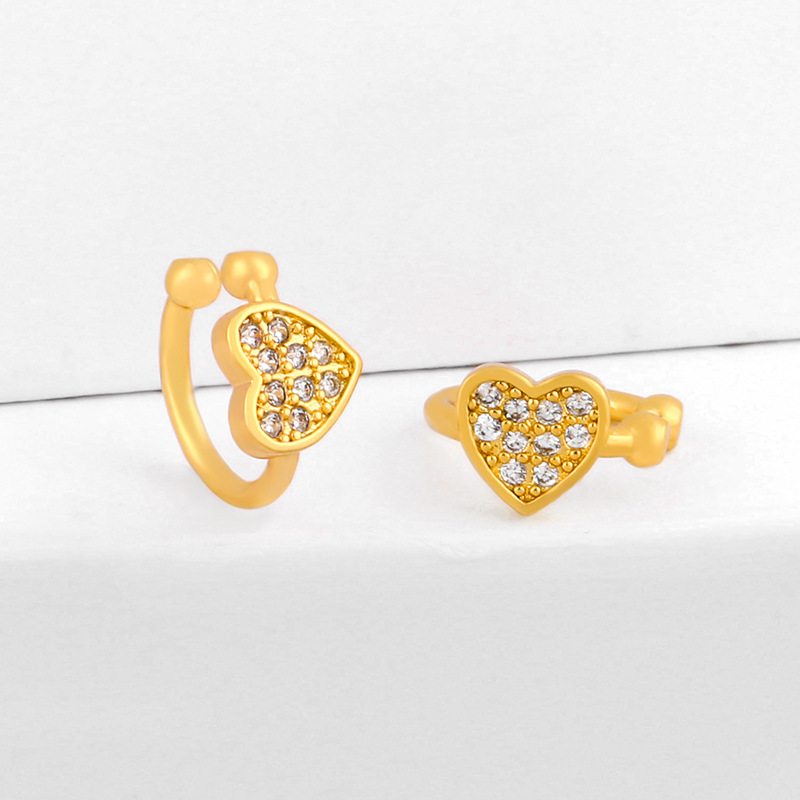 Earrings Retro Heart-shaped Love Earrings Ear Clips Without Piercings Hypoallergenic Diamond Ear Bone Clip Female display picture 4