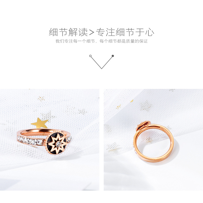 Koreanische Version Der All-match-persönlichkeit Acht Mango Stern Zirkon Edelstahl Ring Frauen Netz Rot Design Ring Studenten Frauen Ring Großhandel display picture 5