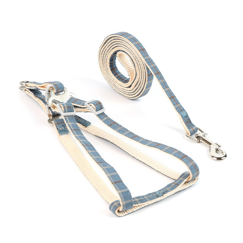 Factory direct sales, new pet leash, small and medium-sized dog plaid chest and back, universal for cats and dogs, wholesale