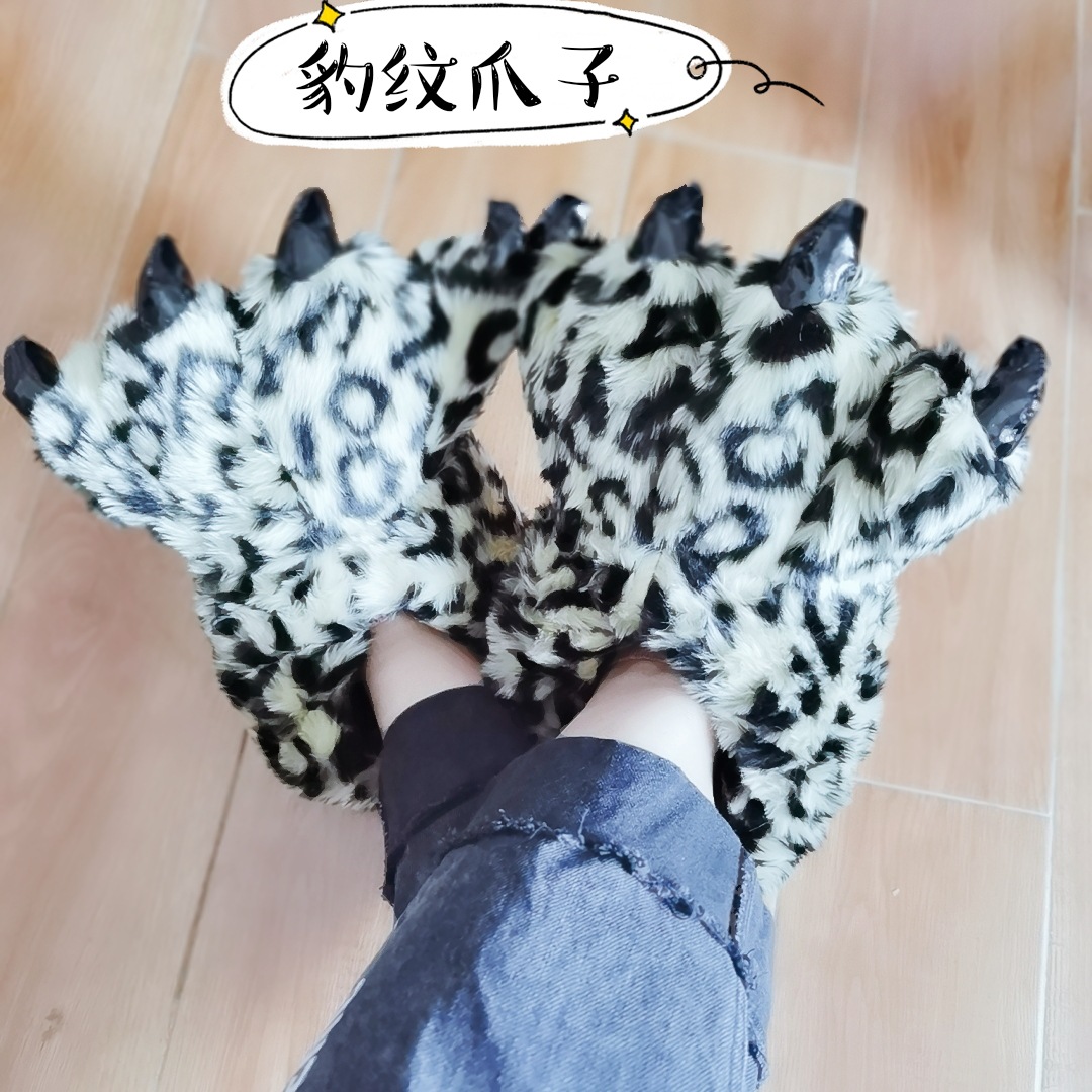 winter Maomao Stitch Stitch originality Bear&#39;s paw Tiger Claw Animal claws dinosaur Paw With the bag Cotton slippers