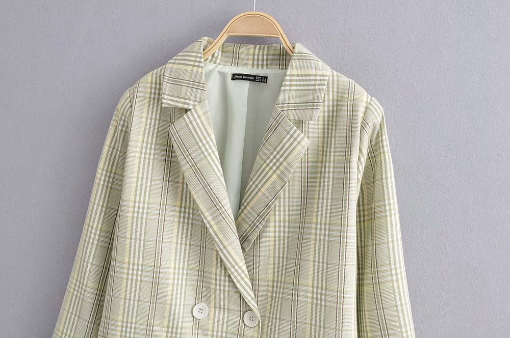 double-breasted check blazer NSAM9792