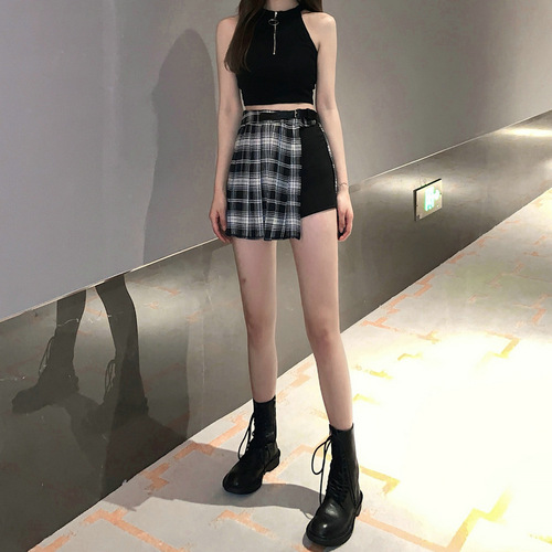  Summer Pleated Skirt Short Skirt Women High-Waist A-Line Slimming Bustier Fashionable Polka Dot Asymmetrical Hemline Dress Ins Trend