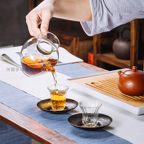 Lizun High-Borosilicate Glass Teapot, Transparent Glass Tea Pot in Song Dynasty Style, Household Glass Teapot
