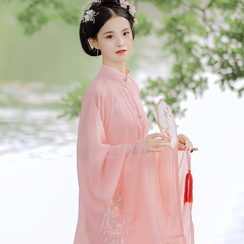 Adult Hanfu female adult jixianqi Boming standing collar long shirt Chinese cabbage full Hanfu