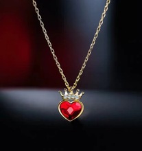 S925银感满满女王系列皇冠下面的红色爱心?水晶项链送女友