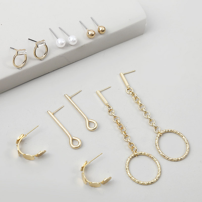 Korean Simple  Long Metal Chain Set Earrings display picture 5