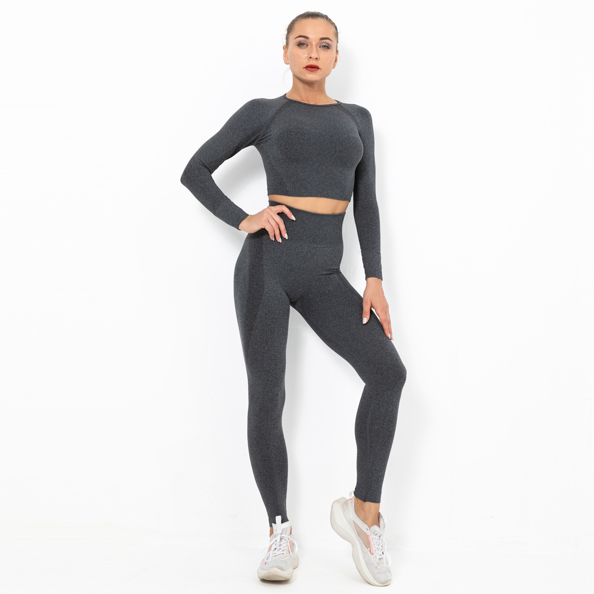 seamless knittedtight elastic hip fitness sports suit NSLX9030