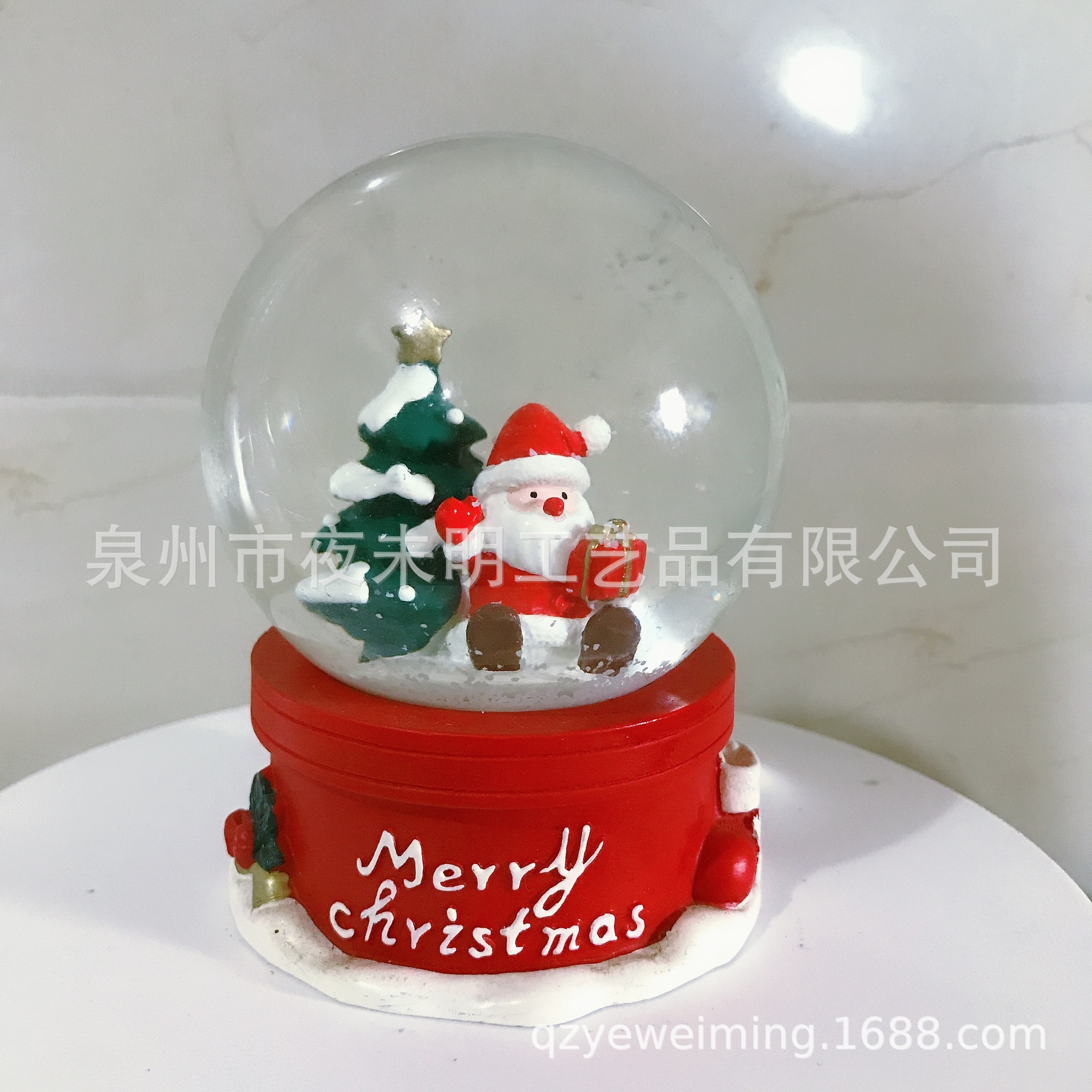 树脂工艺品公仔 圣诞老人节日音乐盒水晶雪花玻璃球创意礼品摆件