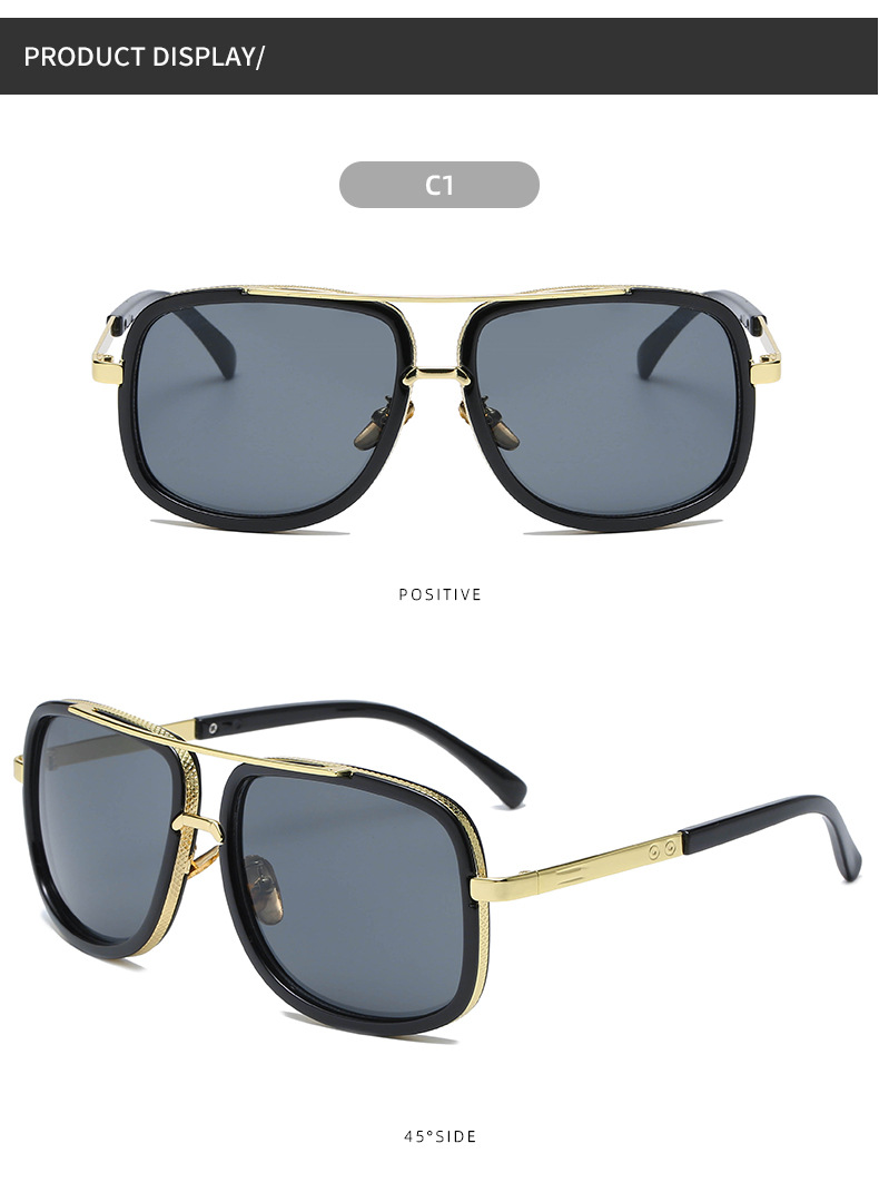 Large Frame Sunglasses For Men Double Beam Trendy Street Style_voghion.com