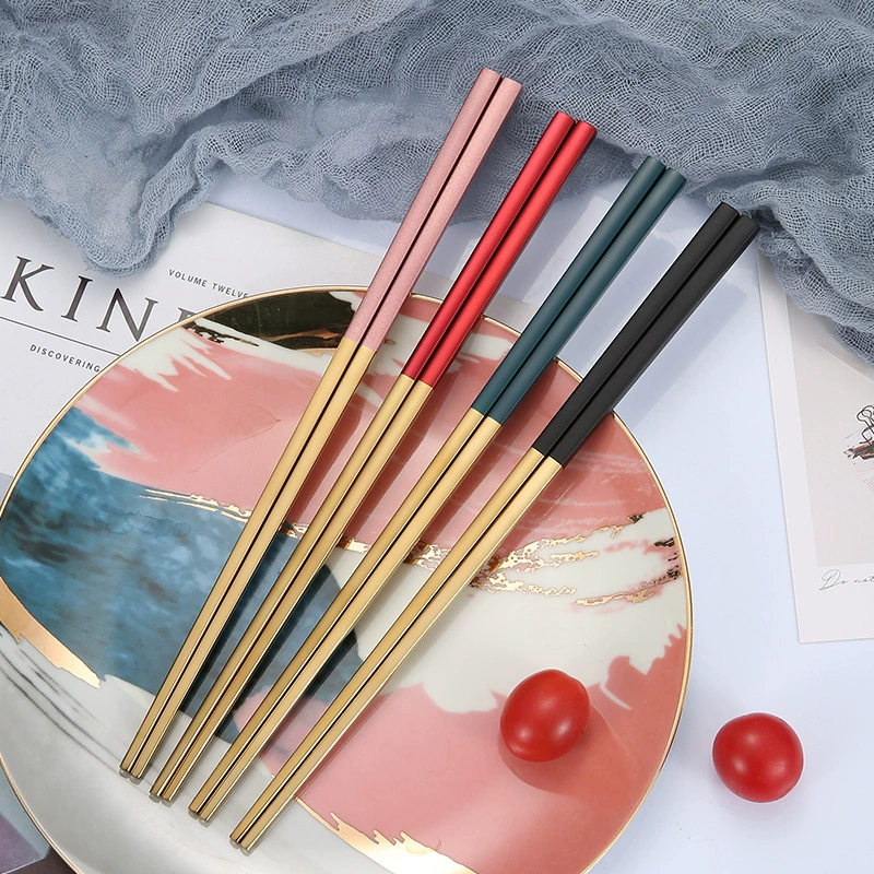 Chopsticks stainless steel, set, creative square tableware for hotel