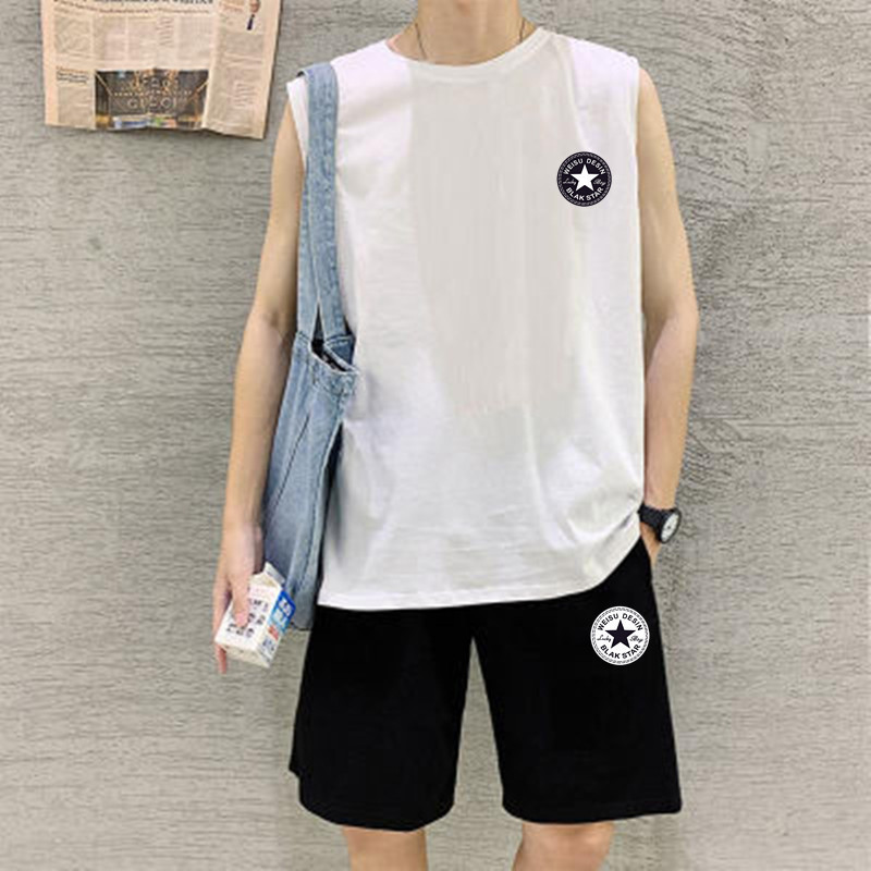 Summer men's vest shorts suit trend loos...