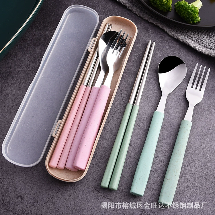Creative handheld tableware stainless steel, set for elementary school students, Birthday gift, 3 piece set