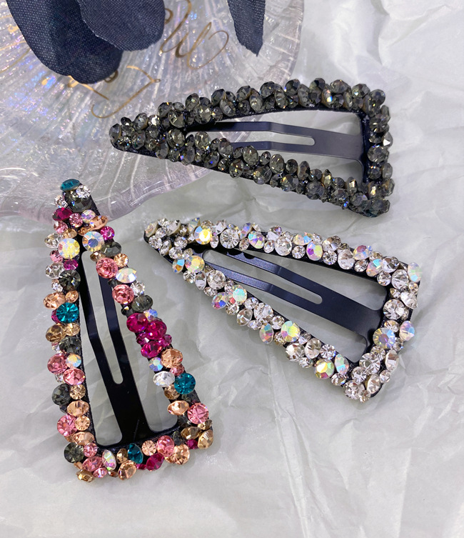 Korean Rhinestone Bb Hairpin No Trace Crystal Hollow Water Drop Square Triangle Super Flash Bangs Hairpin Hair Accessories Wholesale Nihaojewelry display picture 4