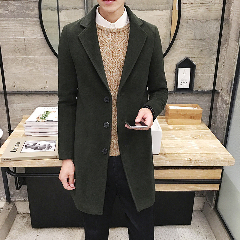 Gabardina de los hombres de longitud media SLIM-Fit estilo coreano otoño 2022 Nuevo abrigo de lana de los hombres otoño e invierno abrigo de lana de moda image 11
