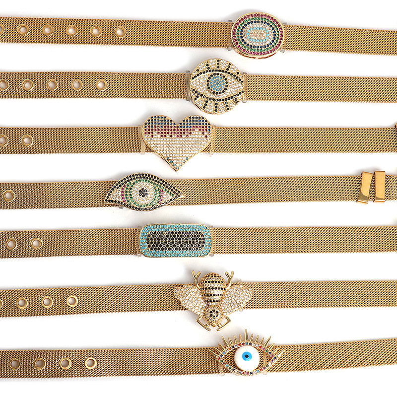 40043 Europäisches Und Amerikanisches Retro-armband Aus Legierung 6 Teufels Augen Honig Herzförmiges Armband Nicht Verblassende Weibliche Accessoires display picture 23