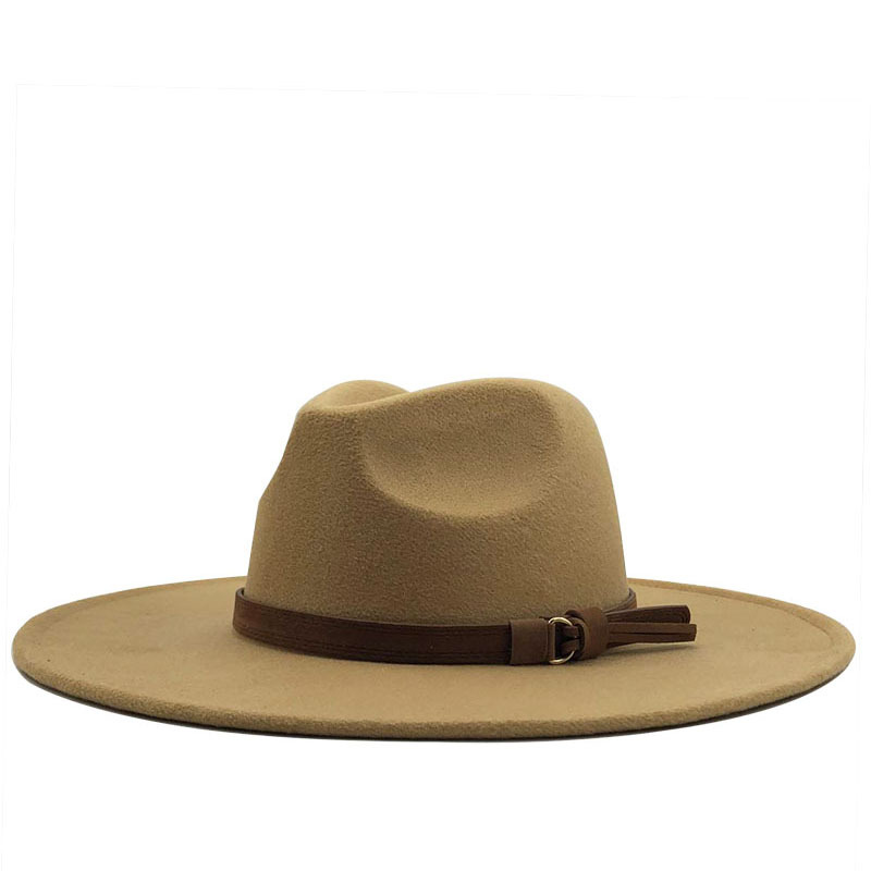 800g Weight Housewarming, Anniversary, Business, Wedding, Travel, Birthday, Festival Occasion Solid Color Pattern Unisex Gender Basic Style Khaki, Light Grey, Beige, Black Color Nihaojewelry Fashion Concave Shape Wool Woolen Big Brim Jazz Hat Wholesale 4