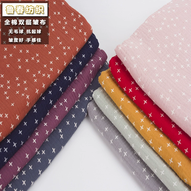 Хлопок Двойная Марля Двойной Креп Плиссированные Ткани Хлопок Креп Печатных Домашняя Одежда Пижамная Ткань