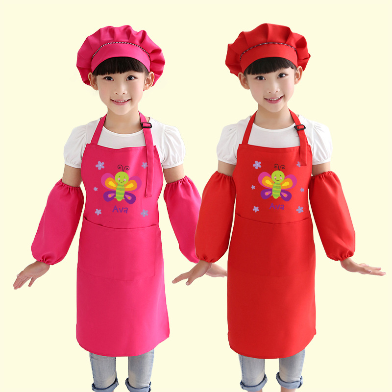 Lindo delantal antiincrustante para niños personalizado cocina casera jardín de infantes pintura de arte ropa pequeños medianos y grandes niños logotipo impreso