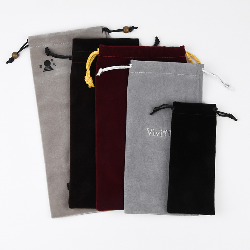 深圳 厂家供应圆底绒布袋 长毛 束口 抽绳 尺寸 logo 支持订