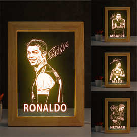 足球C罗梅西内马尔姆巴佩模型相框夜灯球迷用品摆件礼物纪念收藏
