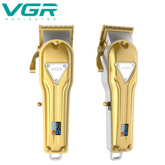 VGR Cross-border New Product Full Metal Hair Cutter Charging Oil Head Electric Clipper with LCD Digital Display Professional High Power 140