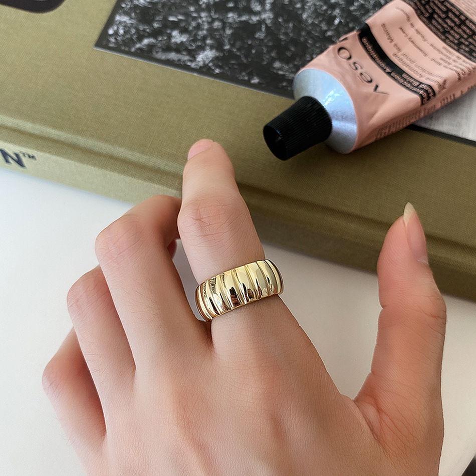 3g Weight 18K Gold Plated Plating Material Open Ring Classification Adjustable Ring Size 1 Piece Quantity 925 Sterling Silver Open Ring Solid Color