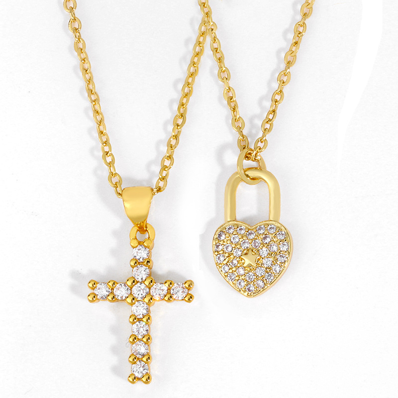 explosion models jewelry diamond cross necklace love lock pendant necklace choker jewelry wholesale 