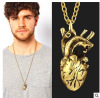 Men's fashionable accessory, necklace heart shaped, heart, pendant, European style, anatomy