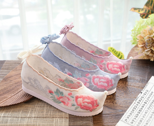 Chinese fairy hanfu shoes for women girls antique collocation increased female shoes hanfu princess embroidered shoes  stage performance  cloth shoes