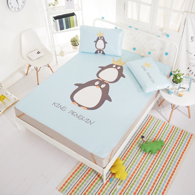 新款数码大版印花冰丝凉席子三件套活动礼品批发定制厂家直销代发